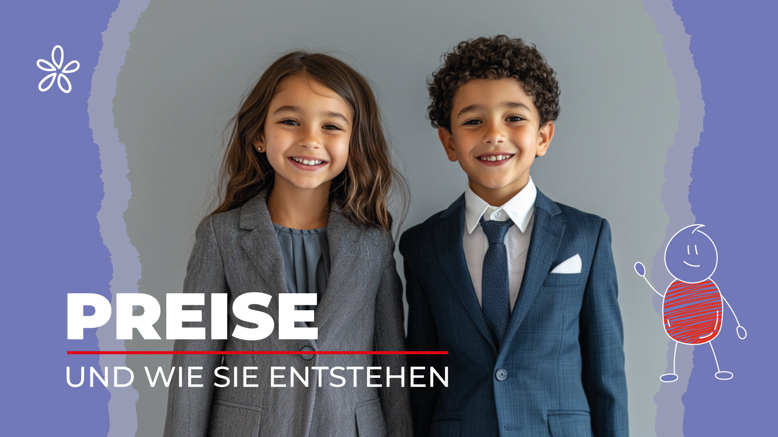Auf dem Bild sind zwei Kinder und die Überschrift Preise und wie sie entstehen