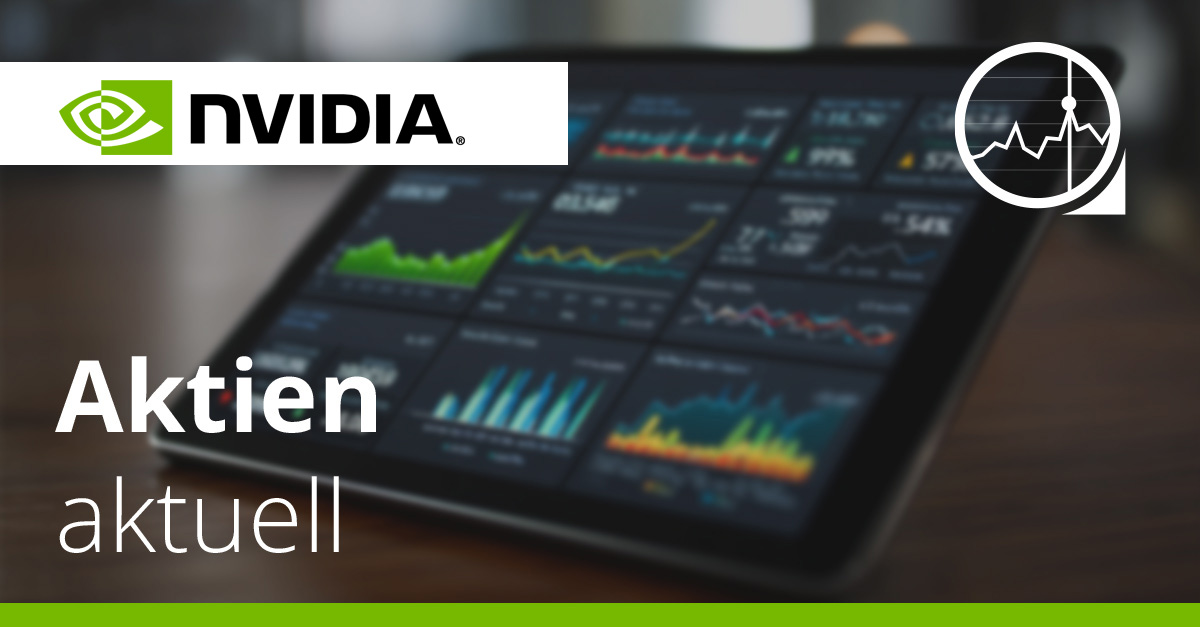 Tablet mit Börsendiagrammen und NVIDIA Logo, Symbolbild zu Börsennews und aktueller Kursentwicklung der NVIDIA Aktie.