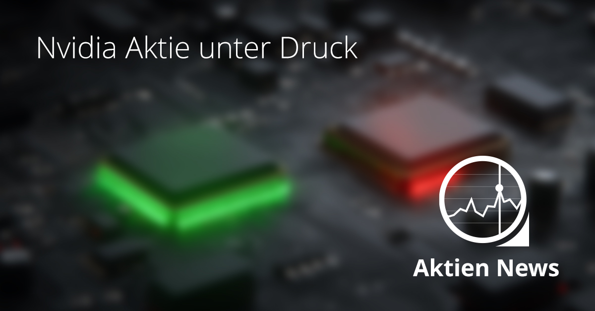 Nahaufnahme eines Computerchips mit grünem und rotem Leuchten, symbolisch für die Kursentwicklung der Nvidia Aktie und den wachsenden Wettbewerb durch Broadcom.