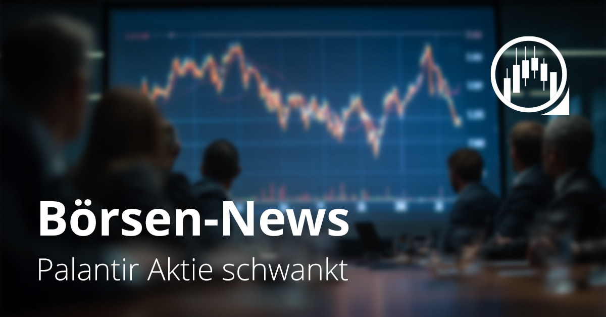 Analysten beobachten fallenden Aktienkurs auf großer Leinwand, Palantir Aktie schwankt im Börsentrend