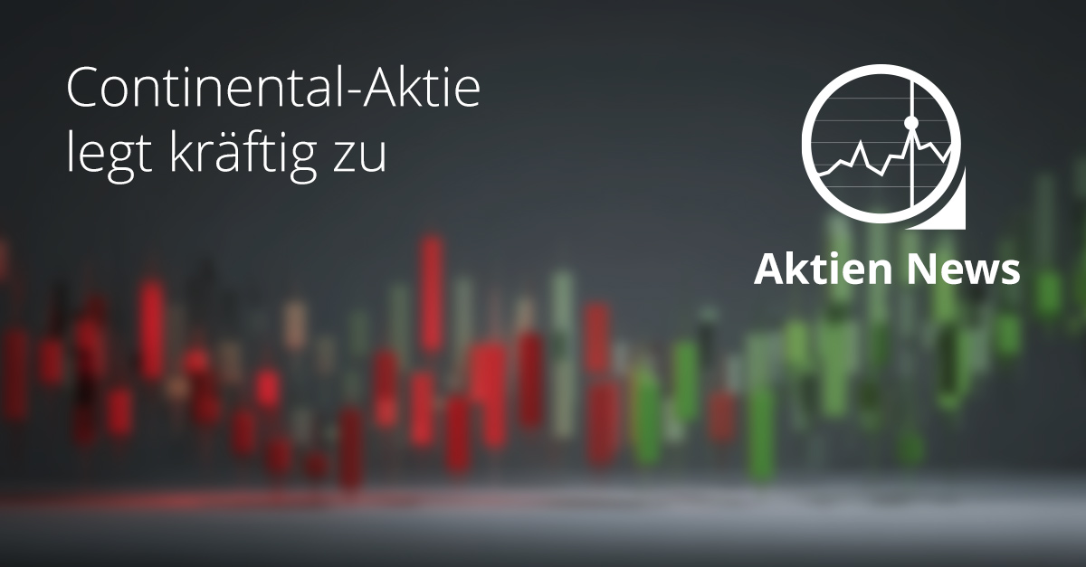 Steigender grüner Börsenchart mit roten und grünen Balken vor dunklem Hintergrund – Symbolbild für den Kursanstieg der Continental-Aktie nach starken Quartalszahlen.