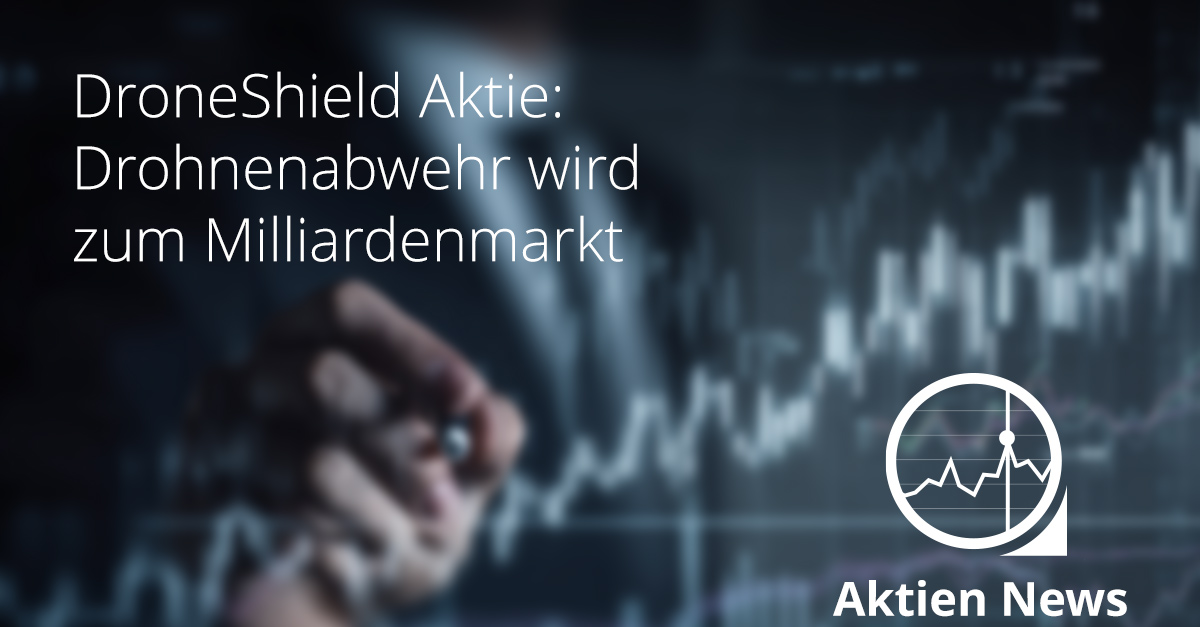 Symbolfoto einer Person vor Börsenchart mit Kursanstieg, Thema DroneShield Aktie und Drohnenabwehrmarkt