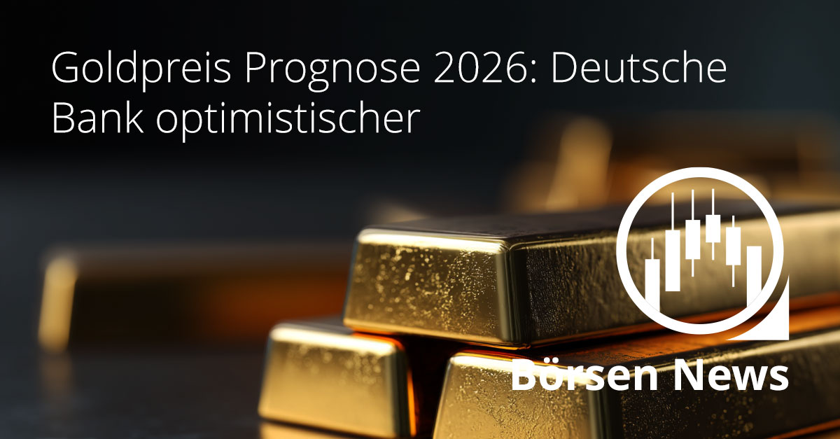 Stapel glänzender Goldbarren vor dunklem Hintergrund, symbolisch für den Rekordanstieg des Goldpreises laut Prognose der Deutschen Bank.