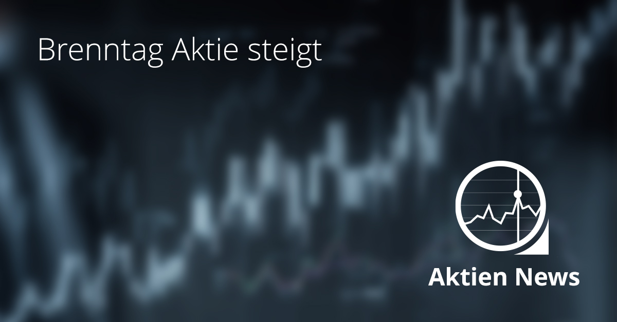 Symbolbild mit ansteigender Börsenkurve und der Aufschrift „Brenntag Aktie steigt“, steht für Kursplus nach soliden Quartalszahlen und angekündigter Neuausrichtung des Chemiekonzerns.