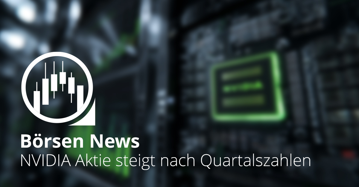 NVIDIA-Chip vor steigenden Börsengrafiken nach starken Quartalszahlen.