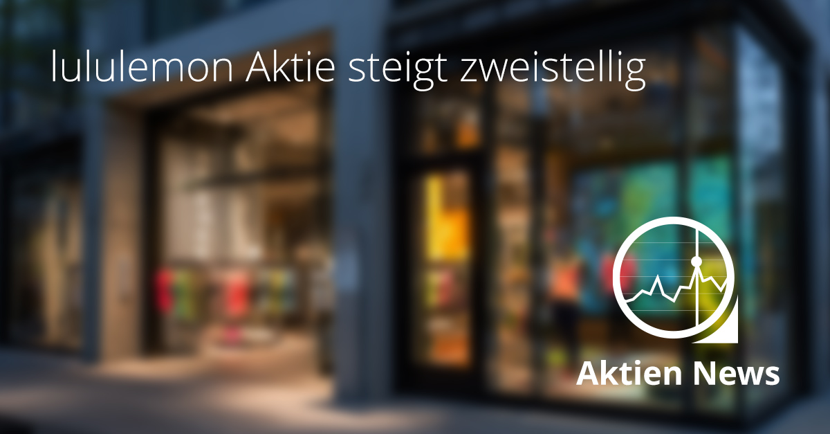 lululemon Geschäft mit Börsengrafik symbolisiert Kursanstieg nach Führungswechsel