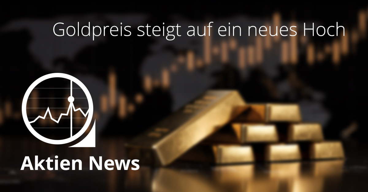 Goldbarren und Börsenchart symbolisieren den Anstieg des Goldpreises auf ein neues Rekordhoch