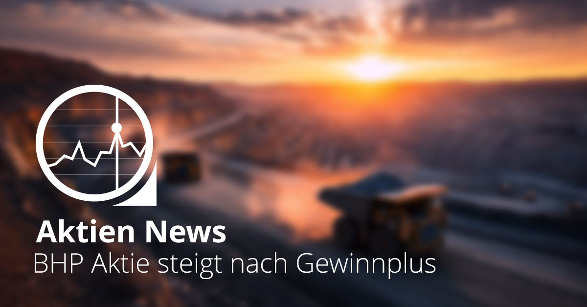 Große Kupfermine mit Förderfahrzeugen als Sinnbild für steigende Gewinne bei BHP