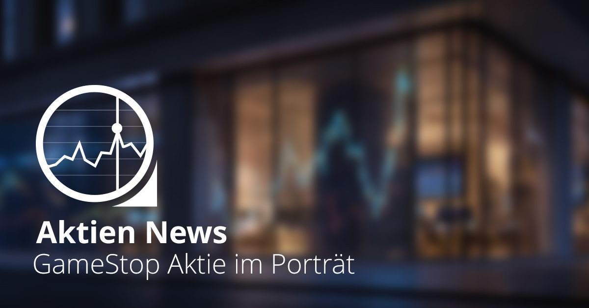 Alt Text: Symbolisches Bild eines Videospielgeschäfts mit Börsencharts im Hintergrund zur Darstellung der GameStop Aktie und des Meme Hypes