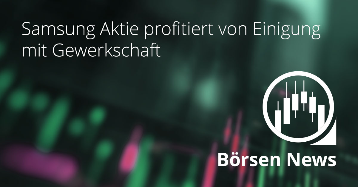 Samsung Aktie im Fokus nach erfolgreicher Einigung mit der Gewerkschaft vor dunkelgrünem Börsenhintergrund mit leuchtenden Kursbewegungen, moderner Finanzmarkt Darstellung und Börsennews Symbol zur positiven Entwicklung im Halbleiter und KI Markt rund um Samsung Electronics
